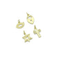 Clear CZ Gold Groovy Heart lock, Star of David, Cross EYE Shape Charm Pendant, Sku#LX940