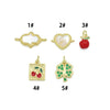 Mother of Pearl Hamsa Heart Connector charm, Red cherry charm, Green clover  Pendant, Sku#LX941
