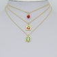 Mother of Pearl Hamsa Heart Connector charm, Red cherry charm, Green clover  Pendant, Sku#LX941