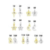 Clear CZ Gold Silver Star Butterfly Cresent Moon Lock Heart Charm Pendant, Sku#LX950