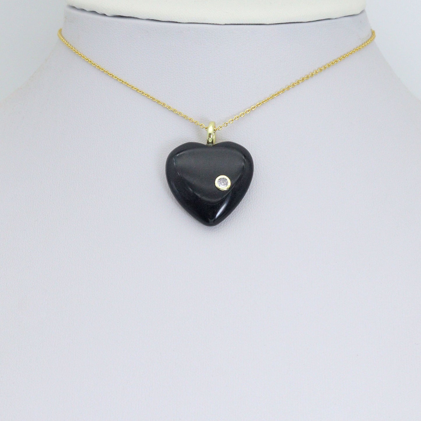 Natural Gemstone Heart Stone Pendant with CZ, Sku#LY33