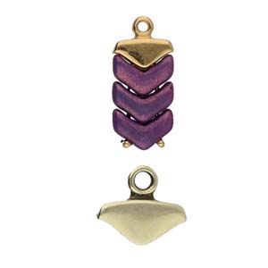 Cymbal™ Mikronisi Chevron Bead Endings™, 10.2 x 9 mm - 24K Gold Plated, Antique Silver Plated or Antique Brass Plated - 1 Pair