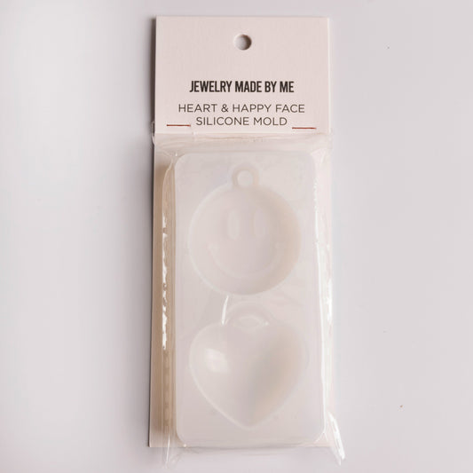 Resin Craft Happy Face and Puffy Heart Large Pendants Silicone Mold