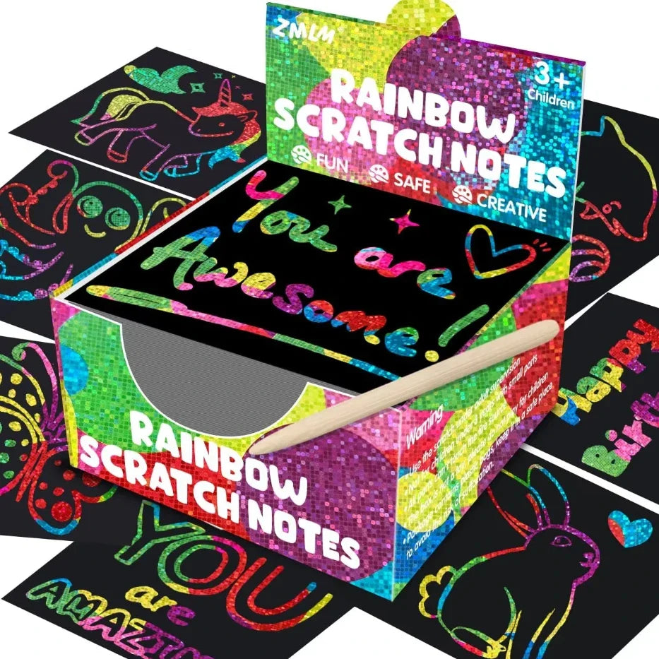 Rainbow Reveal Craft Kit for Kids | Wooden Stylus Scratch Art Set