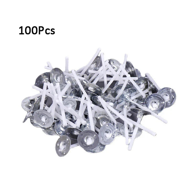120Pcs Waxed Cotton Candle Wicks with Metal Stand – Smokeless Pre-Waxed Wick Set for DIY Candle Making, Soy & Paraffin Wax Supplies