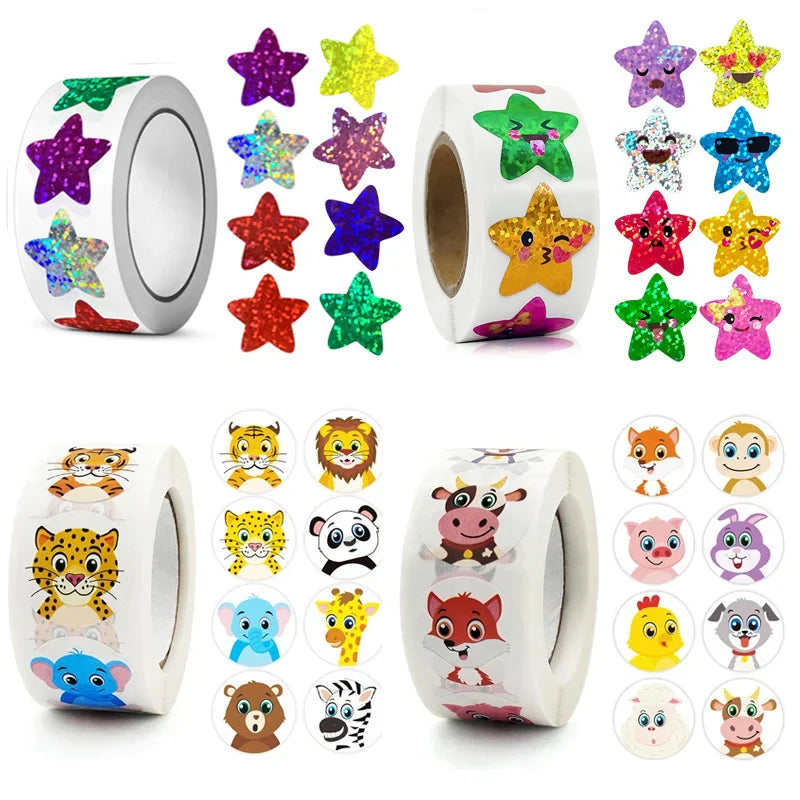 500/1000pcs Colorful Holographic Star Stickers – DIY Scrapbook & Kids
