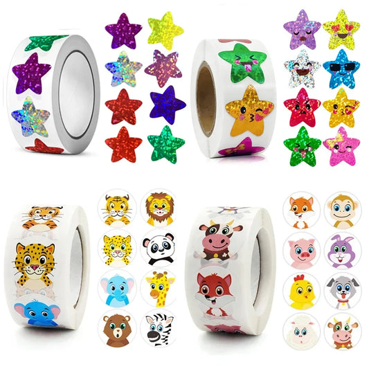 500/1000pcs Colorful Holographic Star Stickers – DIY Scrapbook & Kids