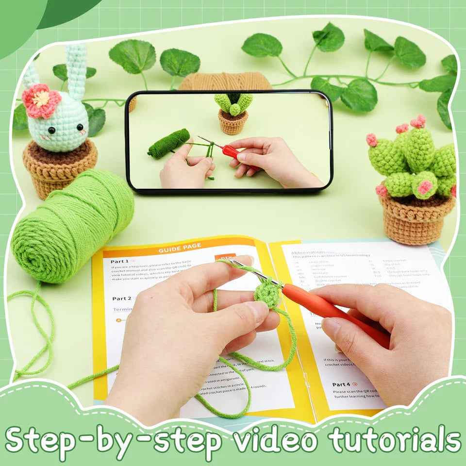 Crochet Material Kit – Beginner DIY with Video Tutorial & Supplies