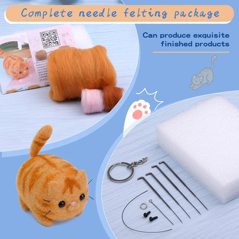 Animals DIY Needle Felting Set – Beginner Handcraft Kit with Tools