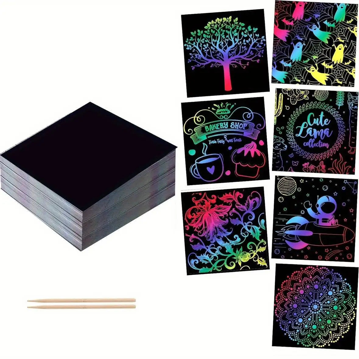 Rainbow Reveal Craft Kit for Kids | Wooden Stylus Scratch Art Set