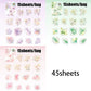 45pcs Floral Foil Stamping Stickers | DIY Scrapbook Decor