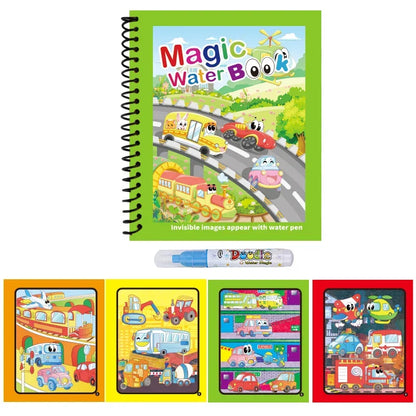 Cartoon Watercolor Painting Magic Book | Mess-Free Reusable Water Drawing Pad for Kids