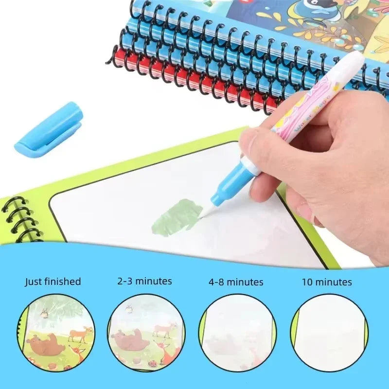 Magic Water Drawing Book | Reusable Coloring Pad with Pen for Kids Gift