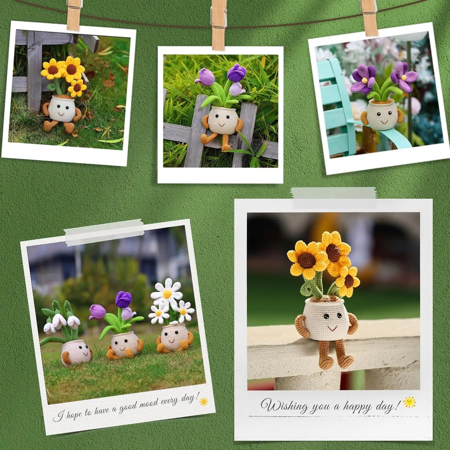 Sunflower & Tulip Crochet Starter Kit – Beginner DIY Craft Set