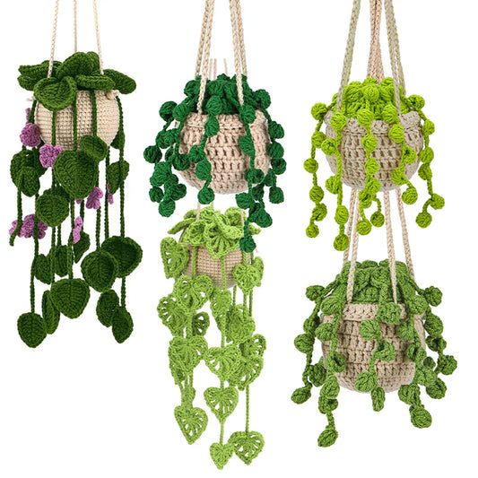 Crochet Hanging Plant Kit – DIY Hand-Knitting with Tools & Yarn