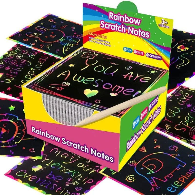 Rainbow Reveal Craft Kit for Kids | Wooden Stylus Scratch Art Set