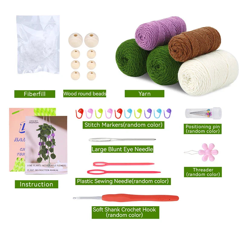 Crochet Hanging Plant Kit – DIY Hand-Knitting with Tools & Yarn