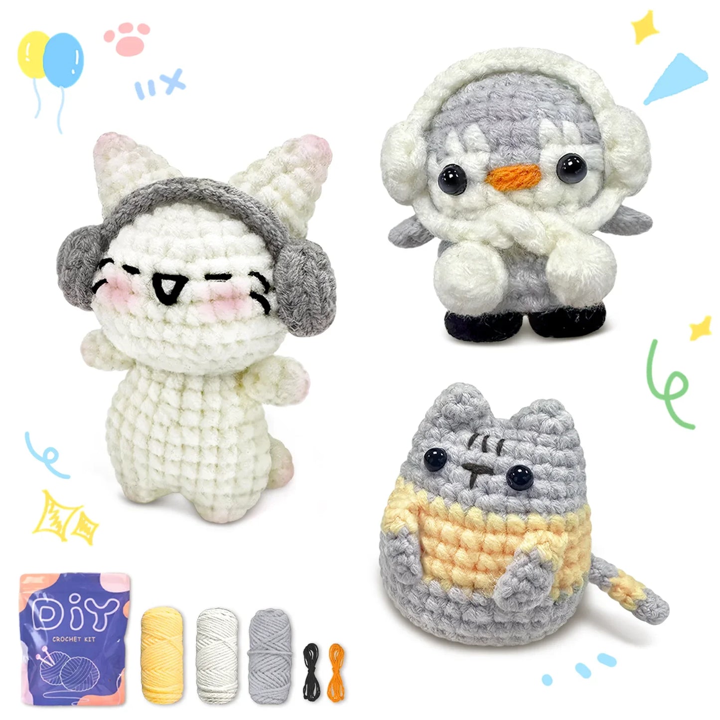 Animal sery Crochet Kit for Beginners Crochet Starter SET ,DIY Crochet Kit For Beginners,Crocheting Knitting Kit Step-by-Step