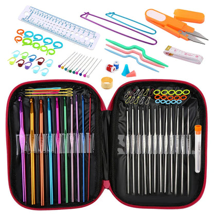 KRABALL Knitting Crochet Hook Set Home Use Sewing Tool DIY Craft Crochet Knit Markers Needles Tools Weaving Accessories With Bag