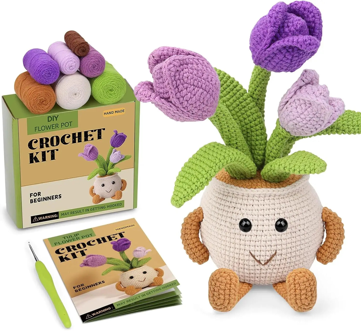 Sunflower & Tulip Crochet Starter Kit – Beginner DIY Craft Set