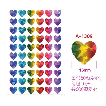 10 Sheets Glitter Heart Stickers | Mini Heart Stickers for DIY Decor