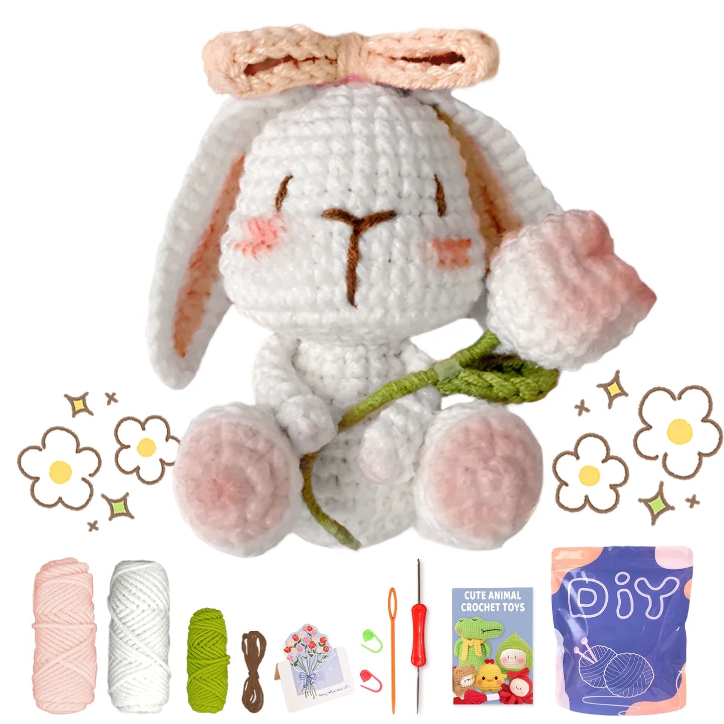 Animal sery Crochet Kit for Beginners Crochet Starter SET ,DIY Crochet Kit For Beginners,Crocheting Knitting Kit Step-by-Step