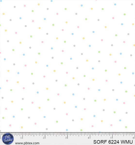 Sorbet Flannel White With Multi Tonal Dots Cotton 44" / 45" Fabric per yard