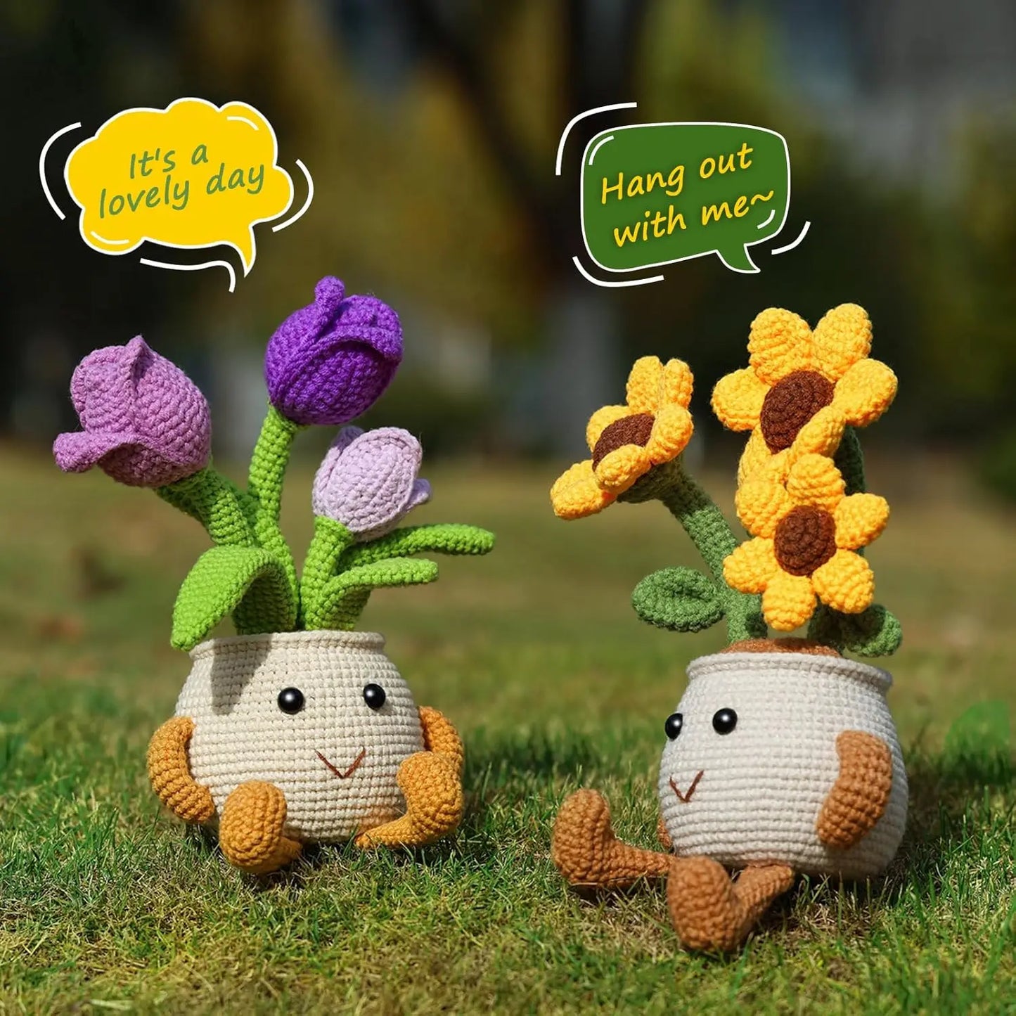 Sunflower & Tulip Crochet Starter Kit – Beginner DIY Craft Set