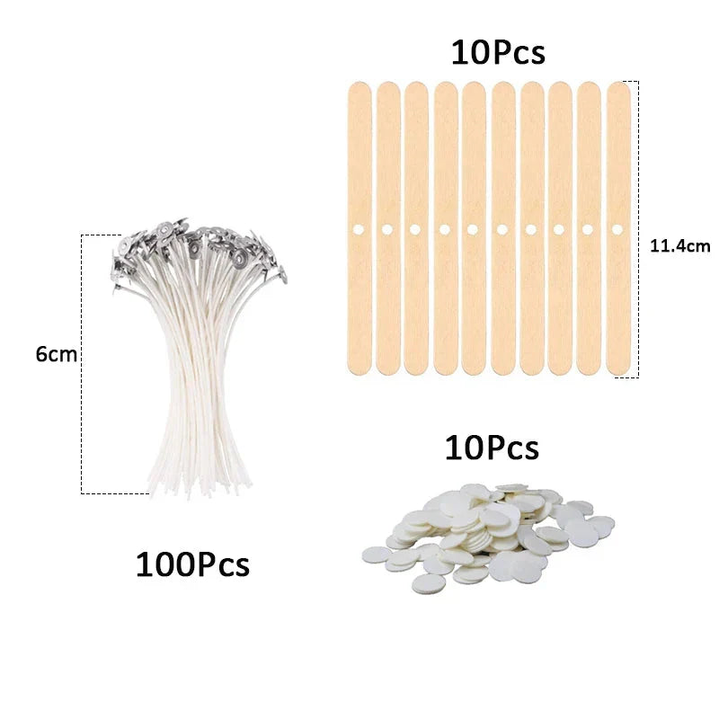 120Pcs Waxed Cotton Candle Wicks with Metal Stand – Smokeless Pre-Waxed Wick Set for DIY Candle Making, Soy & Paraffin Wax Supplies