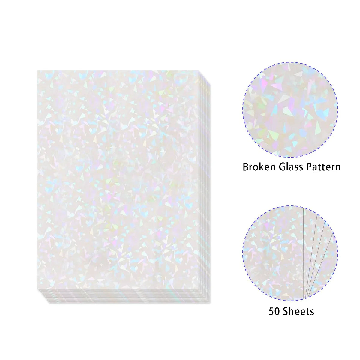 50 Sheets Holographic Cold Lamination Film | Clear Self-Adhesive Waterproof Overlay