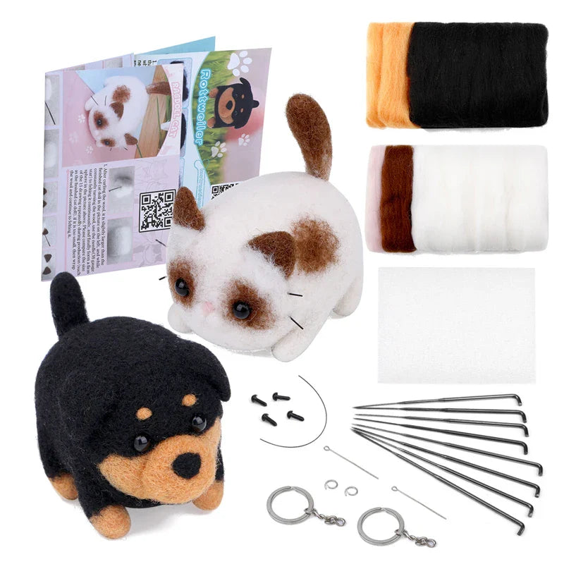 Animals DIY Needle Felting Set – Beginner Handcraft Kit with Tools