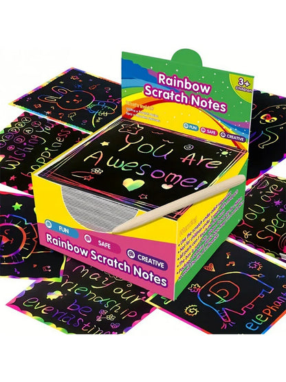 Rainbow Reveal Craft Kit for Kids | Wooden Stylus Scratch Art Set