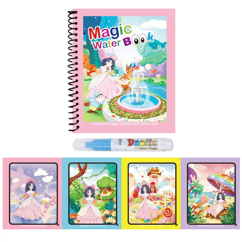 Cartoon Watercolor Painting Magic Book | Mess-Free Reusable Water Drawing Pad for Kids