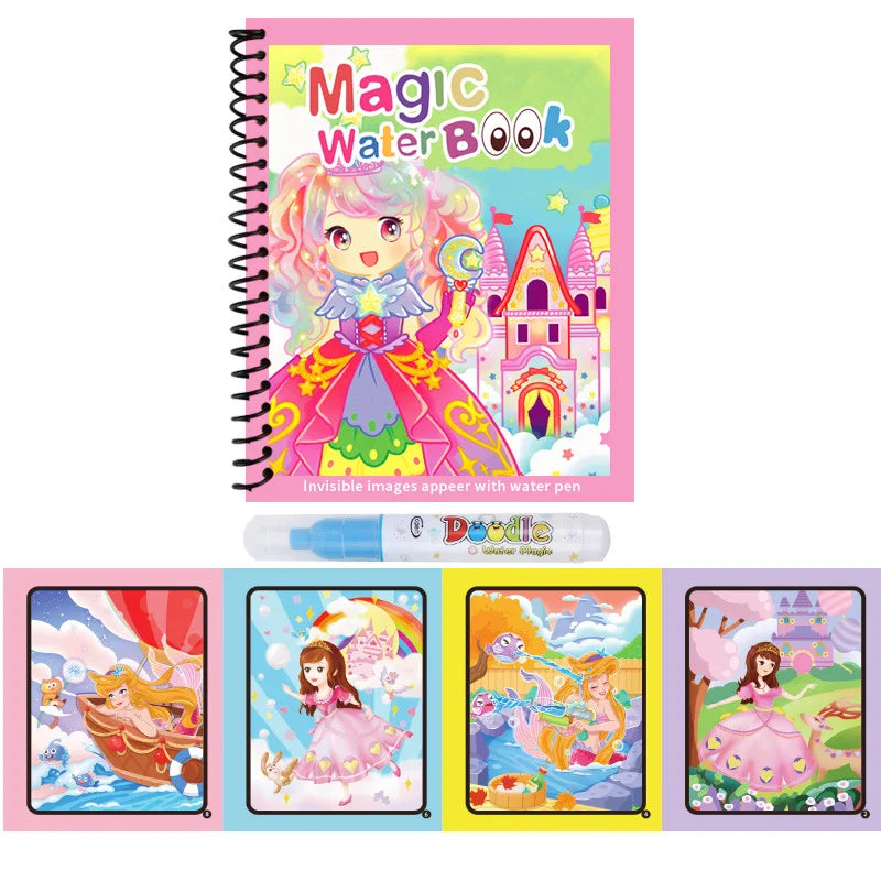 Magic Water Drawing Book | Reusable Coloring Pad with Pen for Kids Gift