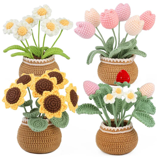 Crochet Flower Kit – Beginner DIY with Yarn, Hook & Needles