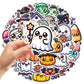 50PCS Halloween Stickers Cute Cartoon Cat Pumpkin Fun Holiday Decals Pack | Vinyl Waterproof Scrapbook Stickers