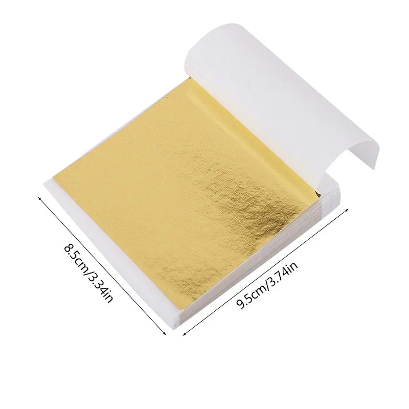 100pcs Imitation Gold Silver Foil Sheets for DIY Crafts | Gilding Flakes for Resin Candle Art