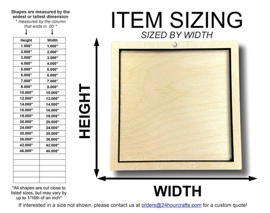 Unfinished Wood 2 Layer Square Shadowbox Shape | DIY Craft Cutout | up to 46" DIY