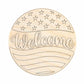 Unfinished Wood Stars and Stripes Welcome Door Sign Kit | Wood Craft Cutouts | 1/4" Thick |