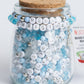 Frosty Blue and Metallic Silver Letter Christmas DIY Bead Jar