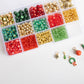 Metallic Gold, Green, and Red Holiday Alphabet DIY Bead Box