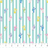 Teal Strips Springtime Squishmallows Cotton 44"/45" Fabric Per Yard