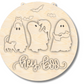 Unfinished Wood Hey Boo Ghost Cat Door Sign Kit | Wood Craft Cutouts | 1/4" Thick |