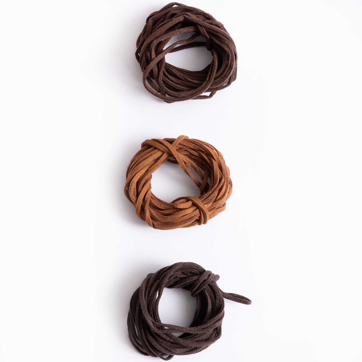 Tan, Brown and Dark Brown Sueded Cording, 12yd
