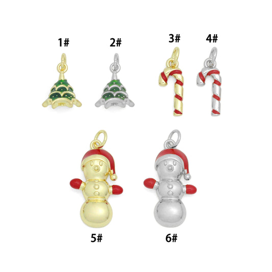 Christmas Tree, Candy Cane , Snowman Charm Pendant, Sku#Y1068