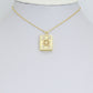 Gold Rectangular Floral Frame Pendant with heart, flower rectangle charm, Sku#Y1072