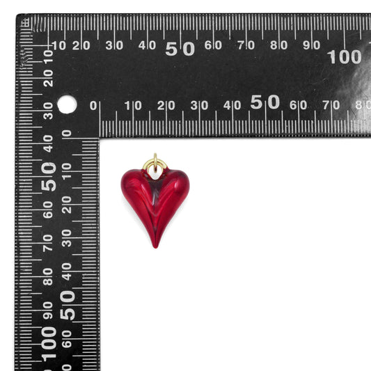 Red Enamel Gold Heart Pendant charm, Sku#Y1074