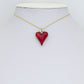 Red Enamel Gold Heart Pendant charm, Sku#Y1074