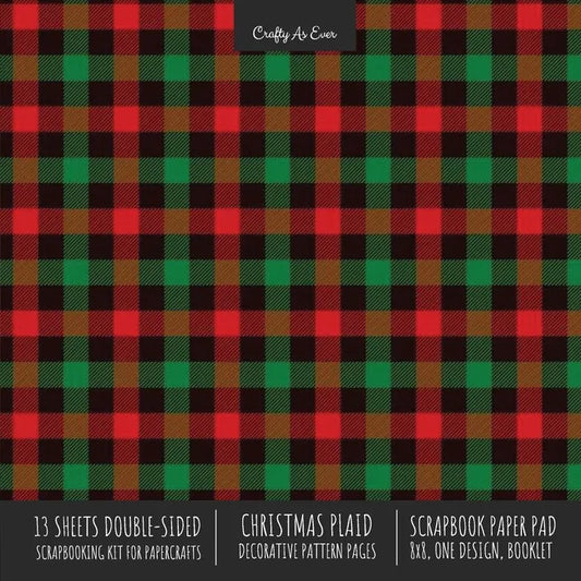 Christmas Plaid Scrapbook Paper Pad 8x8 Scrapbooking Kit for Cardmaking Gifts, DIY Crafts, Printmaking, Papercrafts, Holiday Decorative Pattern Pages - Paperback
