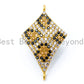Diamond Shape Brown Dots Leopard Connector, CZ Pave Connector, Sku#E150